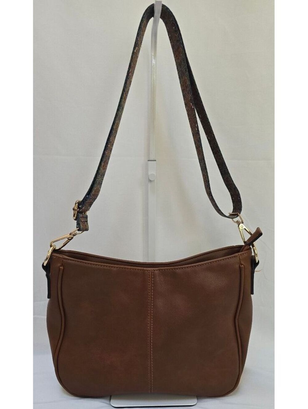 Brown Faux Leather Shoulder Bag